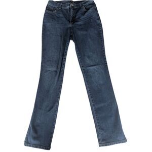 Lee Classic Fit Straight Leg Jeans Women's Size 10 Long Dark Wash Stretch Denim